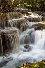 Huai Mae Khamin Waterfall is one of the most popular in Khuean​ Srinagarindra​ National​ Park, Kanchanaburi, Thailand