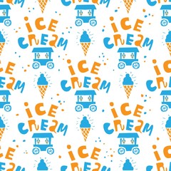 Seamless pattern Park. Pavilions with ice cream and drinks