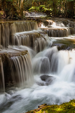 Huai Mae Khamin Waterfall is one of the most popular in Khuean​ Srinagarindra​ National​ Park, Kanchanaburi, Thailand © Kitsada