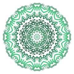 Green color Mandala, tribal ethnic ornament. Vector illustration. Islamic arabic indian pattern.