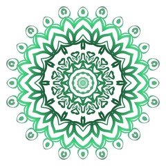 Green color Mandala, tribal ethnic ornament. Vector illustration. Islamic arabic indian pattern.