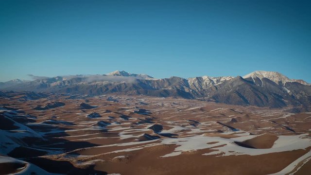 Aerial Drone Video of The Winter Landscape at The Great Sand Dunes in Alamosa, Colorado