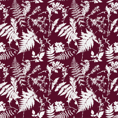 seamless pattern with leaves silhouettes