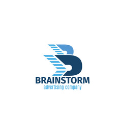 Advertising agency brainstorm letter B vector icon