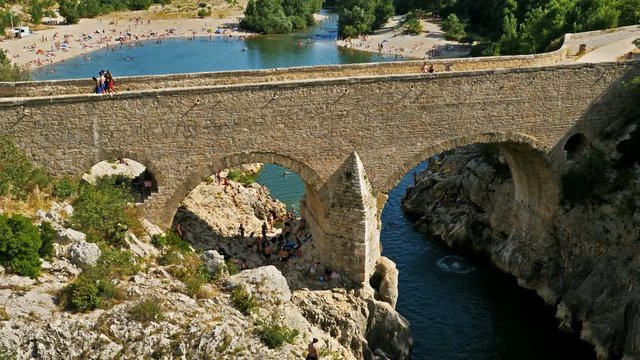 The Pont du Diable (Devill's bridge), Herault river, Herault, Occitanie, France