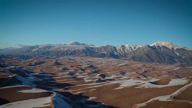 Aerial Drone Video of The Winter Landscape at The Great Sand Dunes in Alamosa, Colorado