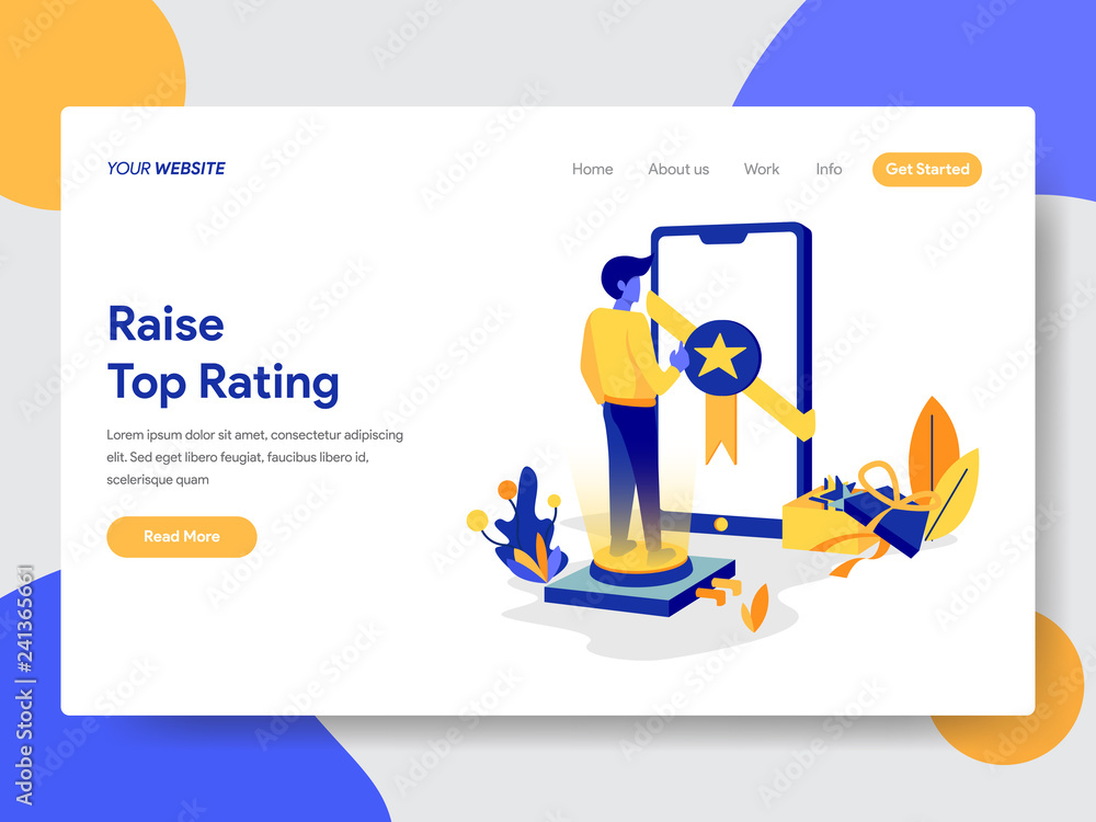 Poster landing page template of top rated concept. modern flat design concept of web page design for websit