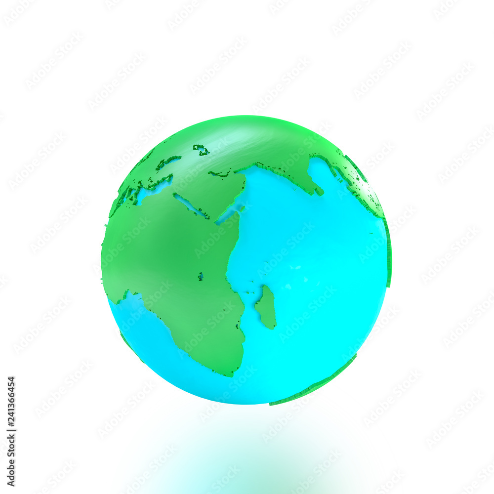 Poster globe with world map isolated
