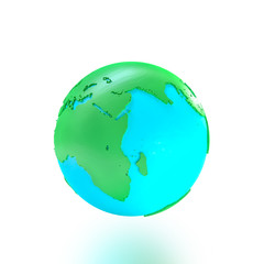 Globe with world map isolated