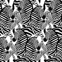Wallpaper murals African animals Zebra seamless pattern. Wild animal, striped black and white. design trendy fabric texture. Vector illustration isolated on white background.