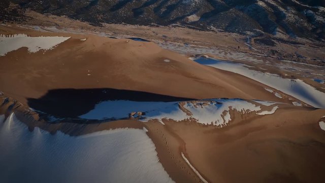 Aerial Drone Video of The Winter Landscape at The Great Sand Dunes in Alamosa, Colorado