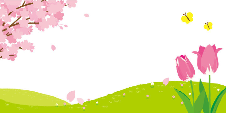 春の風景　イラスト