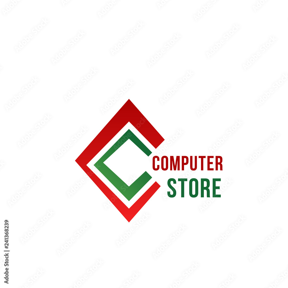 Poster c letter vector icon for computer store