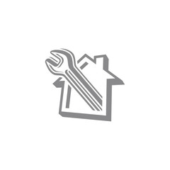 Wrench home repair logo, spanner and house icon vector