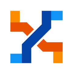 letter x abstract fan pattern logo