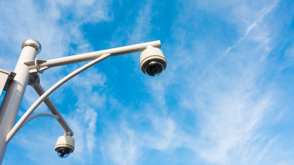CCTV camera with blue sky