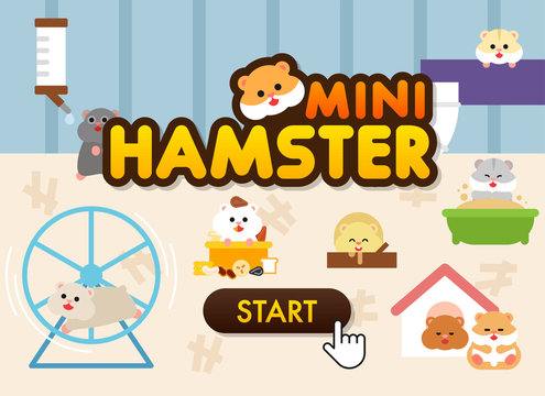 Hamster game concept illustration. flat design vector graphic style.