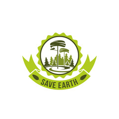 Vector badge, save Earth concept