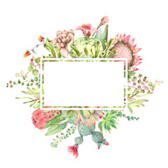 Succulents card watercolor