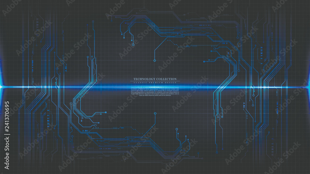 Sticker technology futuristic abstract hardware cyberspace circuit background vector