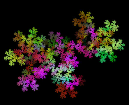 Rainbow floral explosion. Bright multicolored background. Fractal abstraction.