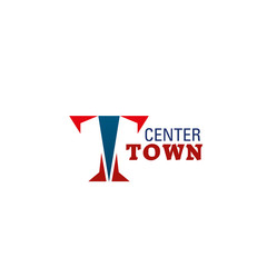 Town center letter T vector icon