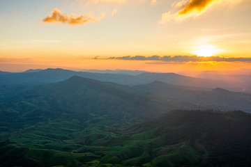 Sunset view at Phu Bak Dai, in Loei,Thailand.