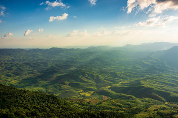 Sunset view at Phu Bak Dai, in Loei,Thailand.