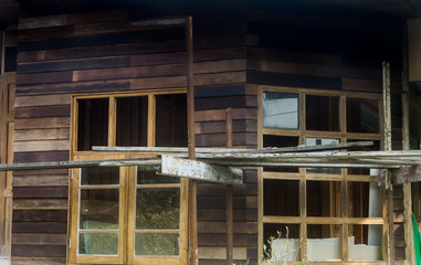 wooden house under construction 