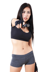 woman and gun