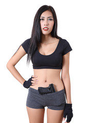 Fototapeta premium woman and gun