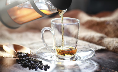 Brewed tea on a serving table