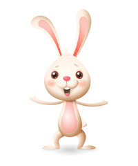 Cute happy little Easter Bunny - vector illustration isolated on white background