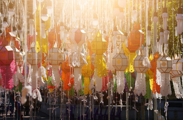 Group of paper lantern in thai temple.