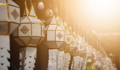 Group of paper latern in thai temple.