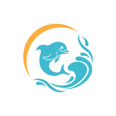 Dolphin vector drawing icon