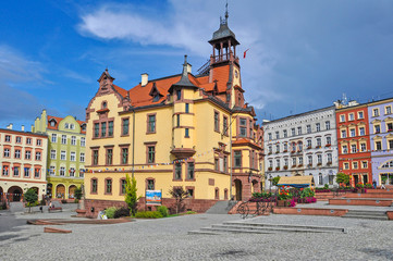 Fototapeta na wymiar Nowa Ruda near Wałbrzych city hall - Sowie Mountains