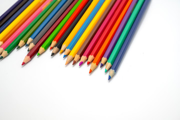 Color pencils isolated on white background.Close up