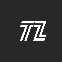 Logo TZ letters monogram simple artline design, two initials letters T and Z together
