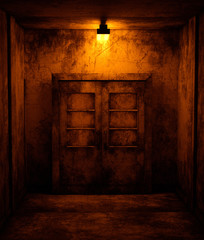 An old doors in abandoned house,3d rendering.