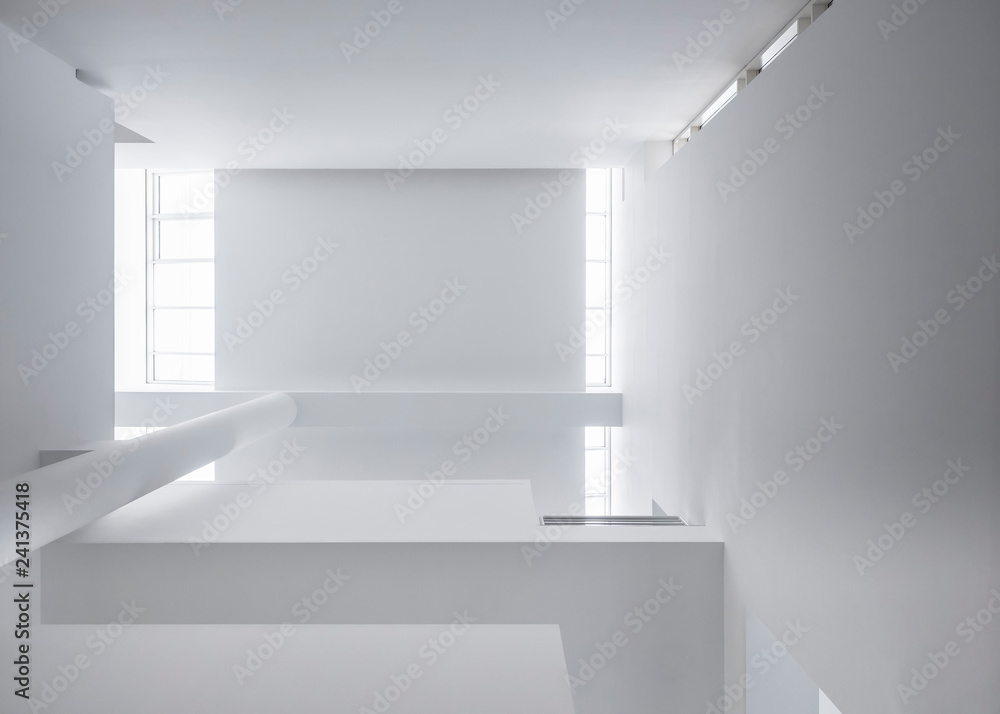 Aufkleber architecture details white columns lighting roof modern building construction abstract background