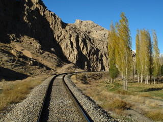 Railroad in mountains , North of Iran , November