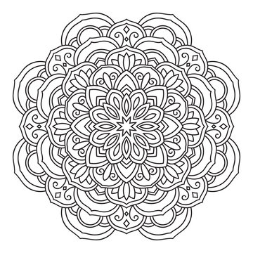 Mandala isolated on white background. Vintage decorative elements. Islam, Arabic, Indian, moroccan, ottoman motifs. Outline hand drawn. Vector illustration.