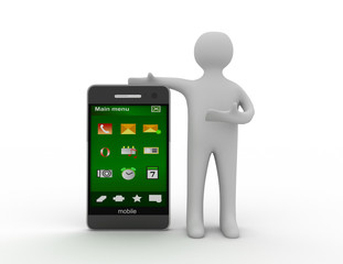 3d white people with a smartphone