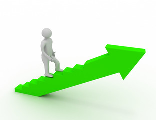 3d man on stairs.success concept