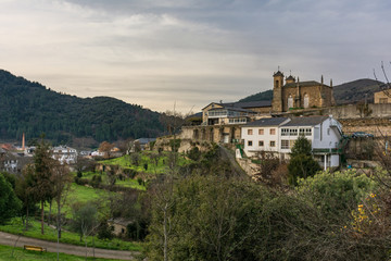 Fototapeta na wymiar Panoramic and convent of San Francisco de Asís is located in Villafranca del Bierzo (Leon, Spain)