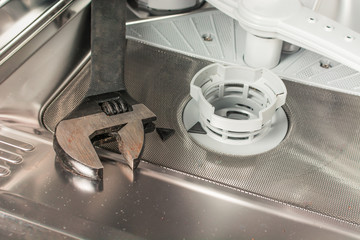 Black gas wrench in the dishwasher