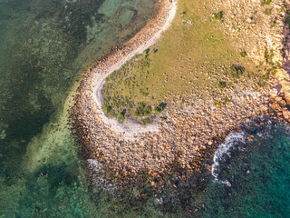 Rocky coast of the island in the sea
