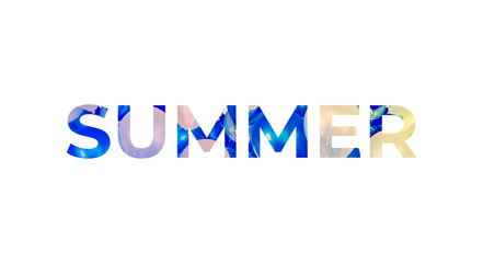 Summer text with cool colorful pattern with clipping path