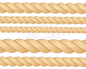 Nautical rope. Round and square rope frames, cord borders. Sailing vector decoration elements. Rope marine, nautical border, cord round, string knot twisted illustration